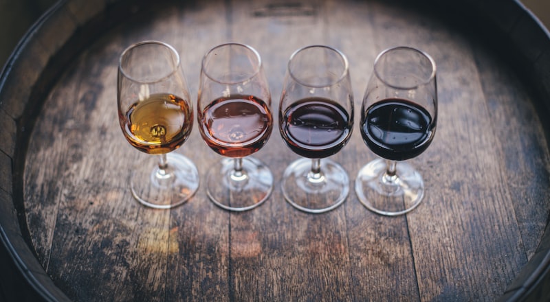 A wine-tasting flight at a Hunter Valley cellar door