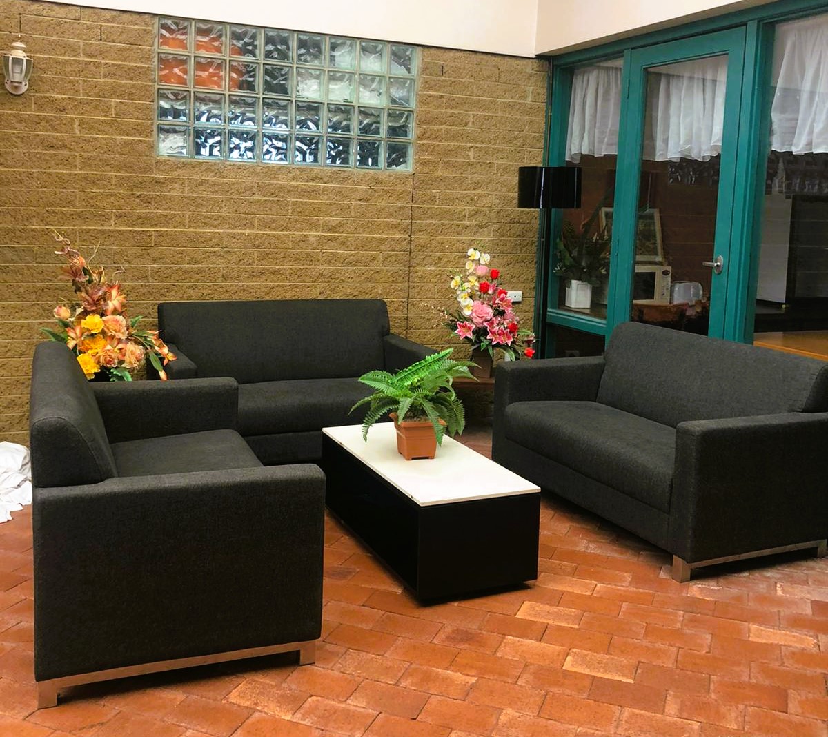 The guest lounge at the motel